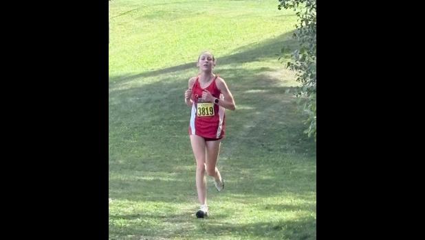 Eleva-Strum's Elsie Christ running in the Cameron Invitational back on Sept. 12. Photo courtesy of Eleva-Strum School District Facebook Page