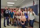 Above are National Honor Society members, who helped served Wednesday’s meal. From left to right in the front row are Sammy Pietzrak,  Shelby Heim and Taylor Littlefield. In the second row are Lucas Reisdorf, Rachael Nunemacher, Coy Schweider, Deja Mosley, Michelle Kramer, Kaitlin Sikkink and Hannah Spitzer. And, in the third row, are Quinn Roessler, Caleb Forbes,  Andrew Beirne, Derek McCready, Torger Jystad and Dane Wiskow. Photos by Laura Berndt. Photo by St. Charles Press Editor Laura Berndt. 