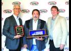 Left to right: John Hausladin, President, Minnesota Trucking Association; Gregg Moyer, Safety Director, California Overland, Ltd.; and Kyle Kotke, 2014-15 Chairman of the Minnesota Trucking Association.