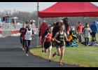 Ellie Quella was running strong in the girls’ 800 meter run after one lap. She finished fourth with a time of three minutes flat.