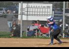 Sophomore Emily Flaskrud looked to lay down a bunt.