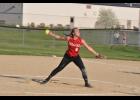 Winding up, junior Lauren Jaskowski delivered a pitch.